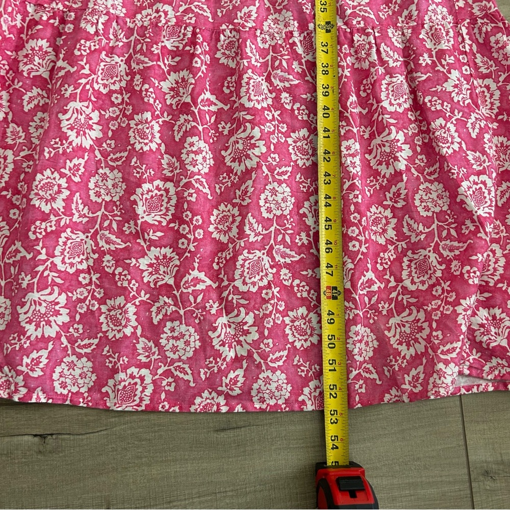 J. McLaughlin Pink Floral Cunningham Elbow Sleeve Linen V Neck Boho Maxi Dress M - Picture 10 of 11